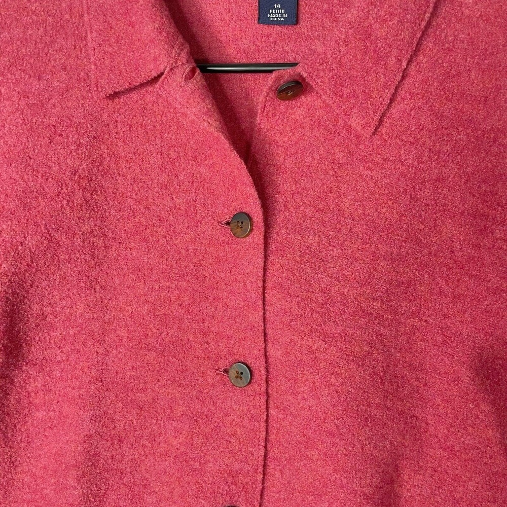 Lands End Womens Coat Boiled Wool Collared Button Front Jacket Size 14 Petite - Picture 6 of 12
